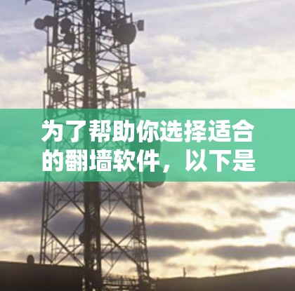 为了帮助你选择适合的<strong>翻墙</strong>软件，以下是详细的步骤和建议